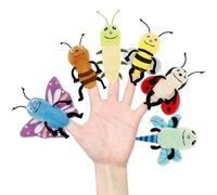 6pcs Finger Puppets Set Plush Toy Animal Hand Puppet Finger Puppet Bath Toys Butterfly Ladybug Dragonfly Ant Caterpillar Bee Soft Realistic Hand Puppet for Role Playing Decoration (6pcs)