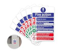6PCS Fire Action Notice Signs 20 x 30cm 0.4mm Self-Adhesive Vinyl Emergency Exit Signage Effective and Wearproof for Emergency Communication Fire Safety Signage for Businesses and Public Spaces