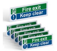 6Pcs Fire Exit Keep Clear Sign - 300mm x 100mm Vinyl Stickers | Self-Adhesive Vinyl Fire Safety Signs With Matte Finish For Commercial Buildings, Schools, Factories And Public Areas