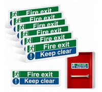 6Pcs Fire Exit Keep Clear Sign 30cm x 10cm Ideal Sized | Fire Exit Signs for Commercial Buildings, Schools, Factories and Public Areas