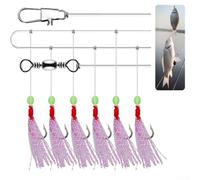6pcs Fishing Hooks for Sabiki Rigs with Luminous Flash and Colored Silk for Sea Freshwater Fishing Plastic Steel and Strong Connector (15)