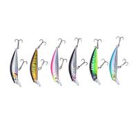 6pcs Fishing Lures Hard Bait | Reflective Coating Minnow Crank Bait for Bass/Trout/Walleye | Double Hook Wobblers, 6cm Long - lasting Plastic & Stainless Steel