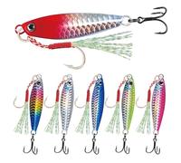 6PCS Fishing Spinners, Sea Fishing Lures for Mackerel and Predatory Fish, Saltwater Lures for Deep Water Salmon Fishing, Ethical Catch and Release Fishing Lures with Barbed and Treble Hooks (7g)