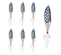6pcs Fishing Spoon Spinner Lures Metal Jig Spoon Spinner Baits with Treble Hooks Feather Sea Sinking Sequins Hard Baits for Trout Bass Pike Squid Catfish (10g-6pcs)