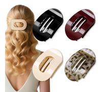 6pcs Flat Hair Clips for Women 3 Styles Ergonomic Curved Hair Claw Clips for Thick Thin Curly Hairs, Strong Hold No Slip Matte Claw Clips for All Hair Textures (4pcs-Glossy)