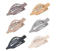 6pcs Flat Hair Clips, Plastic Elegant French Concord Barrettes Strong Hold Anti-Slip Grip Curved Lay Down Duck Bill Claw Clips for Women Girls Thick to Thin Hair Styling Accessories