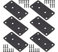 6Pcs Flat Mending Plate, 1.5''x3''/40x80mm Stainless Steel Mending Bracket Plate, Brace Fixing Joining Plate, Metal Bracket with Screws for Furniture, Wood, Shelves