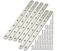 6Pcs Flat Mending Plate, 12" Flat Straight Braces Stainless Steel Straight Brackets, Mending Joining Plates Repair Fixing Bracket Connector with Screws