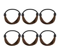 6pcs Flexible Ponytail Hair Ties for Women and Wigs Coffee | Elastic Plastic, Simple Elegant Style, Office Wear and Beach Party, Close to Real Hair Colour