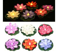 6pcs Floating Pool Lights, LED Floating Lotus Light with Water Sensing Technology,Solar Pond Lights with 120mAh Rechargeable Battery, Waterproof Decor for Swimming Pools, Weddings, Festivals & Party