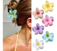 6Pcs Flower Claw Clips for Women, YONOY Hawaiian Plumeria Hair Clip,Large Nonslip Hair Claw Clips for Thick Hair,Strong Hold Hawaii Hair Clips Beach Hair Accessories