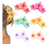 6Pcs Flower Claw Clips Hawaiian Flower Hair Clips for Women Girls Hibiscus Hair Clip Plumeria Hair Claw Clips for Thick Hair, Gifts for Women Teen Girls