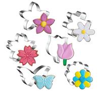 6PCS Flower Cookie Cutter Set, 3 Inches Flower Shaped Cookie Cutter-Daisy, Tulip, 3 Shaped of Flowers, Butterfly, Stainless Steel Cookie Cutters, Baking Tool for Homemaking Cookie