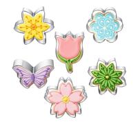 6PCS Flower Cookie Cutters, 3 Inch Flower Cutter & Butterfly Cookie Cutter, Stainless Steel-Cookie Cutters Variety Pack, Small Metal Cookies Cutterss