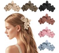 6PCS Flower Hair Claw Clips,Matte Large Flower Hair Clips,Non-Slip Strong Hold Claw Clips for Thick Hair,Elegant Hair Accessories for Women Girls