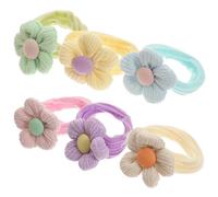 6pcs Flower Hair Ties for Baby Girls Stretchable Ponytail Holders | Cloth and Rubber Band Build, Suitable for Infants, Sweet Candy Tones, Hair Accessories Set for Daily Styling