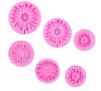 6PCS Flower Silicone Fondant Decorating Moulds Set for Chocolate, Soap and Candle Making, Daisy Chrysanthemum Sunflower Shapes, Fondant Decor, Silicone Cake Form for Crafting