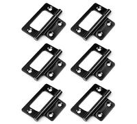 6Pcs Flush Door Hinges, 2 Inch Iron Cupboard Hinges for Window Cabinets, Closet, and Drawer Boxes, Flat Hinges for Wooden Furniture, Black