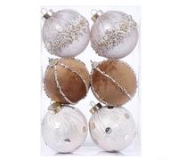 6Pcs Foam Christmas Tree Ball Set, 8Cm Christmas Decoration Ball, Cloth-wrapped Christmas Balls For Holiday Tree, Home, Office(beige)