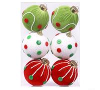 6Pcs Foam Christmas Tree Ball Set, 8Cm Christmas Decoration Ball, Cloth-wrapped Christmas Balls For Holiday Tree, Home, Office(green)