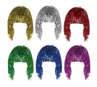 6PCS Foil Tinsel Wig,Funny Wig Fancy Dress for Women,Party Accessories for Adults,Punk Cosplay Headwear Masquerade for Masquerade Shiny Party Costume Role Play Props