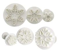 6Pcs Fondant Cookie Cutter Cupcake Decorating Fondant Mould Snowflake Cake Decorating Tools for Wedding Birthday Baby Shower Party Cake Decoration (White)