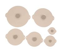 6Pcs Food Can Lids, Beige Food Grade Sealing Leakproof Silicone Suction Lids Pot Cover for Pots Pans Bowls