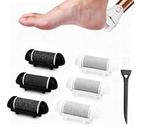6PCS Foot File Replacement Heads, Compatible with Essy Foot & File Replacement Rollers, for Callus Removal, with Cleaning Brush (Black and White)