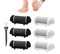 6PCS Foot File Replacement Rollers for Scholl/Essy/Pedi Foot File,Coarse/Medium/Fine Replacement Roller Refill Heads with Brush,Micro Replacement Rollers for Pedi,Replacement Roller Head Dry/Wet Use
