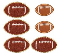 6Pcs Football Patches, 4Pcs 8.5cmx5.2cm+2Pcs 5.6 cmx3.7cm Rugby Themed Patch Chenille Iron On Patch Ball, Gold Edges Chenille Ball Patches Embroidered Applique for DIY Sew Making Clothes Pants, Hats