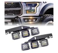 6pcs For For F150 For SVT For Raptor For Truck 2017 2018 2019 2020 Front Bumper 18W LED Fog Lights With Mounting Brackets Set Headlights Headlamp(Flood Beam Set)