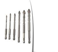 6pcs Four-Flute Eccentric Drill Bit Set, Carbide Triangle and Spiral Design for Glass, Tile, Ceramic, Concrete, Granite, Masonry with Hex Shank, Sizes 4mm-12mm