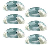 6PCS Four Glacier Polar Bears-1907 Shell Cup Handles Drawer Pull Handles Knobs Semicircle Cup Handle with Screws for Kitchen Furniture Cabinet Wardrobe Cupboard