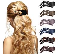 6Pcs French Concord Flat Hair Clip, 3.35 Inch Curved Hair Claw Clips, Matte Alligator Hair Clips Volume Strong Hold Banana Barrettes, Non-slip Hair Clamps Jaw Clips for Women, Girl