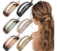 6Pcs French Hair Barrette Clips, 4.72 Inch Oval Plastic Bun Ponytail Holder Strong Hold Grip Hair Clips Closure Hairpin No Metal Hair Accessories for Women Girls
