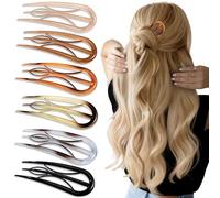 6PCS French Hair Pins for Women, Tortoise Shell French Pins Hair, Large Hair Styling Pins for Thin Thick Hair, 3 Internal Teeth Hair Sticks, Lialys Hair Pin for Buns, French Twist Pin Wavy U Shaped