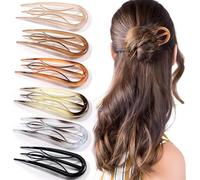 6PCS French Hair Pins for Women, Tortoise Shell French Pins Hair, Large Hair Styling Pins for Thin Thick Hair, 3 Internal Teeth Hair Sticks, Lialys Hair Pin for Buns, French Twist Pin Wavy U Shaped