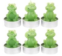 6pcs Frog Shaped Paraffin Tabletop Candle Light Green Decorative