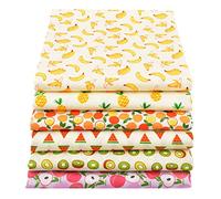6PCS Fruit Cotton Fabric Squares Fat Quarters Fabric Bundles 50x50cm Patchwork Fabric Bundles for Sewing Quilting Craft DIY Scrapbooking