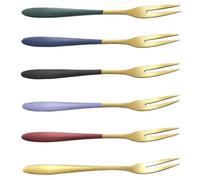 6Pcs Fruit Forks, Dessert Forks, Stainless Steel Cake Appetizer Fork, Pastry 6 Colours Little for Home, Wedding, Party, Café, Restaurant, Christmas