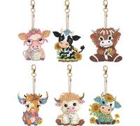 6PCS Full Drill Keyring Baby Elephant Double Sided Diamond Art Keyring