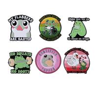 6Pcs Funny Frog Enamel Pins Set, Sassy Frog Lapel Brooches, Relatable Workout & Life Quote Frog Enamel Badges Animal Brooch Decorative Medal Jewelry Accessories Gift