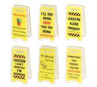 6pcs Funny Sticky Note Holders, Acrylic Hilarious Memo Clip Stand Overstimulated Prank Caution Desk Sign Note Clips Practical Accessories for Office Desk Shop Home Decor