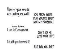 6pcs Funny Work Stickers for Adults, Waterproof Office Work Quote Decals But Did You Die Sticker But Did You Document It Sticker and Others for Books Laptops Phones Water Bottles Tumbler Cups