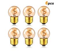 6Pcs G40 1.5W Led Filament Bulbs E27 Dimmable Amber Glass 220V