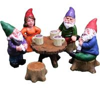 6pcs Garden Gnomes Miniature Figurines Set,Mini Gnomes Statues Fairy Garden Accessories,Collectible Figurines Indoor Outdoor Ornaments,Resin Gnomes Dwarf Party Set Home Decor