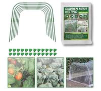 6Pcs Garden Hoops for Netting 3m x 10m Ultra Fine Mesh Vegetables Insect Protection Netting Anti Bird Butterfly Net for Grow Tunnel Flowers Greenhouse Plant Crops Fruits Raised Bed Barrier