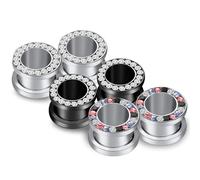 6Pcs Gauges For Ears 4G-00G Stainless Steel Screw Ear Tunnels Plugs Hypoallergenic Ear Stretcher Expander Jewelry for Women Men 2G