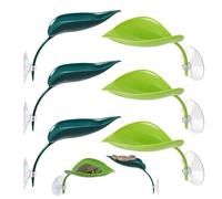 6Pcs Gecko Tank Accessories and Turtle Basking Platform, Multi-Level Climbing Structures for Reptile and Amphibian Pets, Suction Cup Leaf Platforms in Military Green and Fresh Green