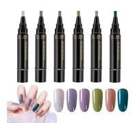 6pcs Gel Nail Polish Pens, 3 In1 Nail Ar-t Pens Kit, Gel Na-il Polish Set, Waterproof Ge-l N-ail Pol-ish Painting Tool, Durable Quick Dry Ge-l P-ens, Manicure Pedicure Nai-l Varnish